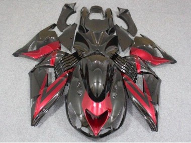 ABS Carenado Motocicleta Kawasaki ZX14R ZZR 1400 2006-2011 - Negro Rojo