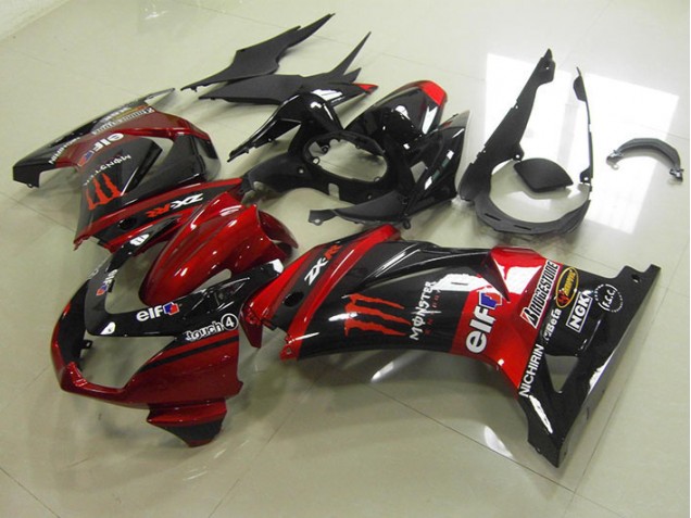 ABS Moto Plástico Kawasaki ZX 250R 2008-2012 - Negro Rojo Monster ABS Moto Plástico Kawasaki ZX 250R 2008-2012 - Negro Rojo Monster