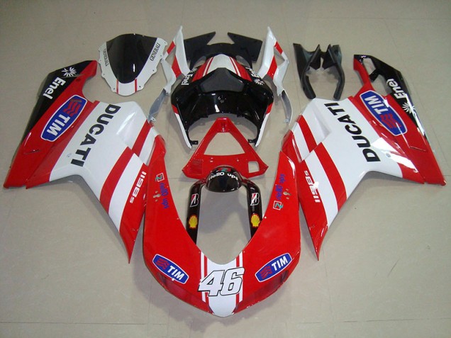 Carenado Moto Ducati 1098 2007-2014 - Rojo Blanco Tim 46 Carenado Moto Ducati 1098 2007-2014 - Rojo Blanco Tim 46