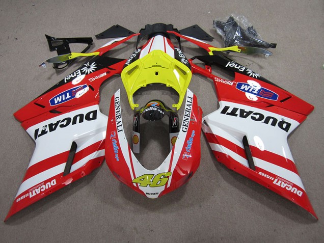 Carenado Moto Ducati 1098 848 2007-2014 - Rojo Blanco Generali 46 Carenado Moto Ducati 1098 848 2007-2014 - Rojo Blanco Generali 46