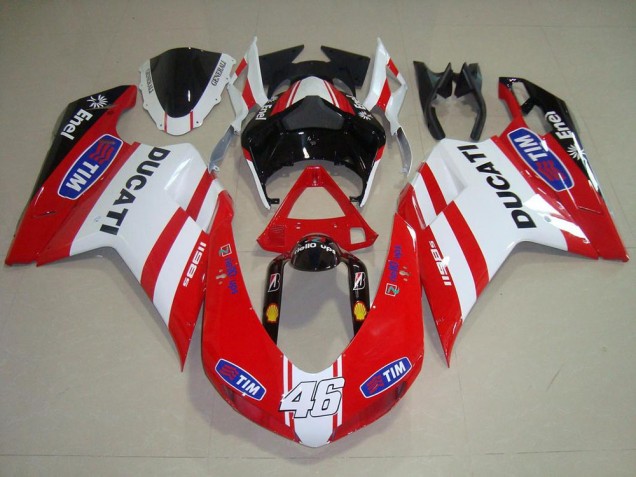 Carenado Moto Ducati 848 1098 1198 2007-2014 - Rojo Blanco 46 Carenado Moto Ducati 848 1098 1198 2007-2014 - Rojo Blanco 46