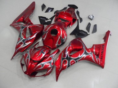 Carenado Moto Honda CBR 1000 RR 2006-2007 - Rojo con Negro Gris Llama