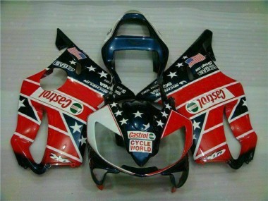 Carenado Moto Honda CBR 600 F4i 2001-2003 - Rojo Blanco Azul Castrol Cycle World