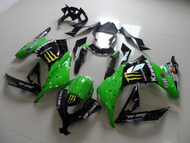 Carenado Moto Kawasaki ZX 300R 2013-2016 - Negro Verde Monster