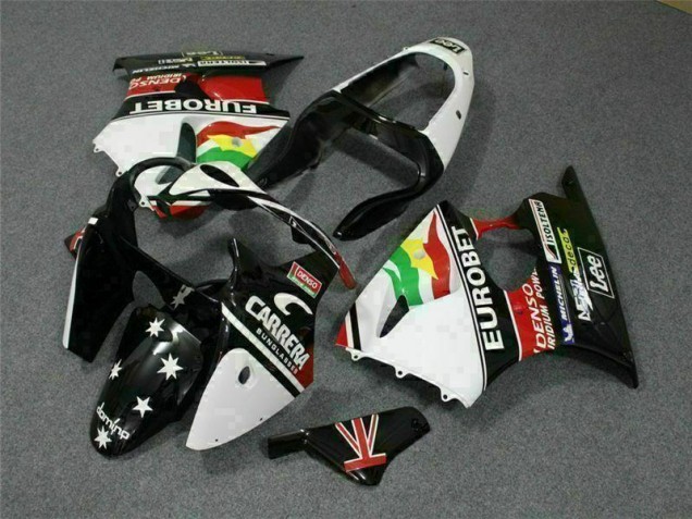 Carenado Moto Kawasaki ZX6R 2000-2002 - Negro Blanco Eurobet Carenado Moto Kawasaki ZX6R 2000-2002 - Negro Blanco Eurobet
