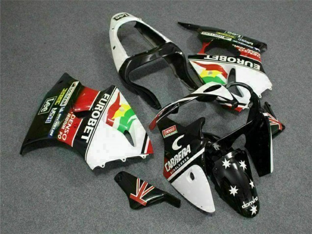 Carenado Moto Kawasaki ZX6R 2000-2002 - Negro Blanco Eurobet Carenado Moto Kawasaki ZX6R 2000-2002 - Negro Blanco Eurobet