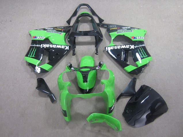 Carenado Moto Kawasaki ZX6R 2000-2002 - Negro Verde Monster Carenado Moto Kawasaki ZX6R 2000-2002 - Negro Verde Monster