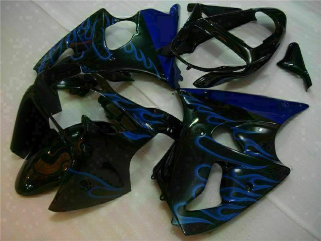 Carenado Moto Kawasaki ZX6R 2000-2002 - Negro con Azul Llama Carenado Moto Kawasaki ZX6R 2000-2002 - Negro con Azul Llama