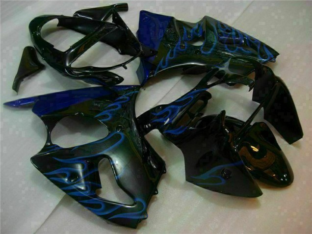 Carenado Moto Kawasaki ZX6R 2000-2002 - Negro con Azul Llama Carenado Moto Kawasaki ZX6R 2000-2002 - Negro con Azul Llama