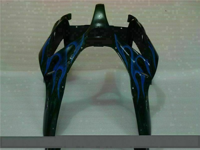 Carenado Moto Kawasaki ZX6R 2000-2002 - Negro con Azul Llama Carenado Moto Kawasaki ZX6R 2000-2002 - Negro con Azul Llama
