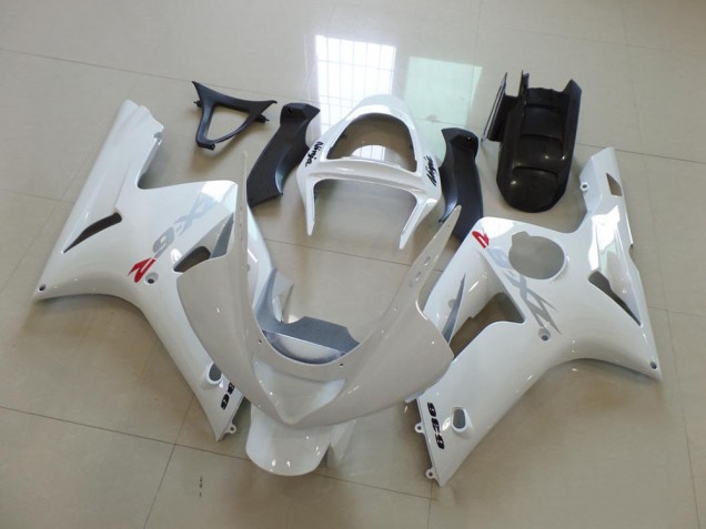 Carenado Moto Kawasaki ZX6R 2003-2004 - Blanco con Plata Calcomanías Carenado Moto Kawasaki ZX6R 2003-2004 - Blanco con Plata Calcomanías