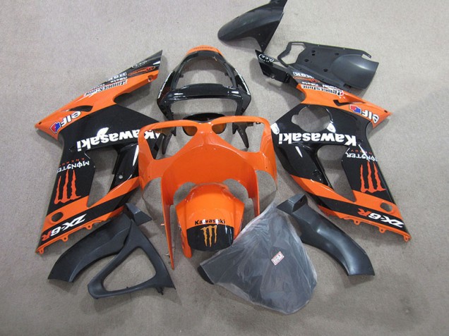Carenado Moto Kawasaki ZX6R 2003-2004 - Negro Naranja Monster Carenado Moto Kawasaki ZX6R 2003-2004 - Negro Naranja Monster