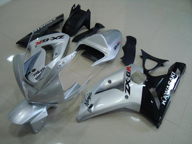 Carenado Moto Kawasaki ZX6R 2003-2004 - Plata Negro Carenado Moto Kawasaki ZX6R 2003-2004 - Plata Negro