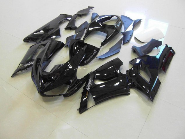 Carenado Moto Kawasaki ZX6R 2005-2006 - Brillante Negro Plata Calcomanías Carenado Moto Kawasaki ZX6R 2005-2006 - Brillante Negro Plata Calcomanías