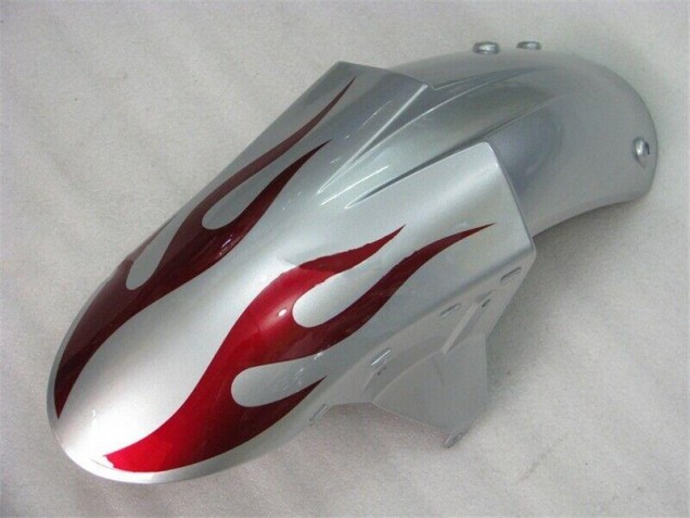 Carenado Moto Kawasaki ZX6R 2005-2006 - Plata Rojo Llamas Carenado Moto Kawasaki ZX6R 2005-2006 - Plata Rojo Llamas