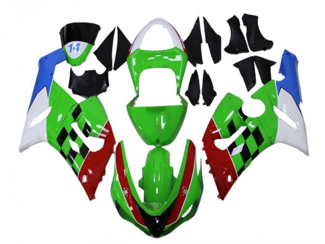 Carenado Moto Kawasaki ZX6R 2005-2006 - Verde Rojo Blanco Azul Carenado Moto Kawasaki ZX6R 2005-2006 - Verde Rojo Blanco Azul