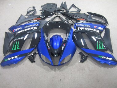 Carenado Moto Kawasaki ZX6R 2007-2008 - Negro Azul Monster