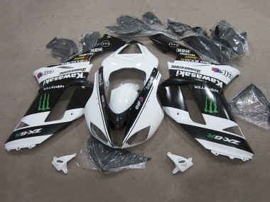 Carenado Moto Kawasaki ZX6R 2007-2008 - Negro Blanco Monster