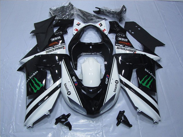 Carenado Moto Kawasaki ZX6R 2007-2008 - Negro Blanco Monster Touch4 Carenado Moto Kawasaki ZX6R 2007-2008 - Negro Blanco Monster Touch4
