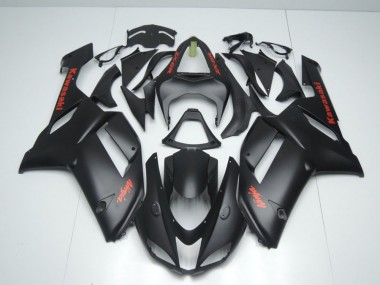 Carenado Moto Kawasaki ZX6R 2007-2008 - Negro Mate con Rojo Pegatinas