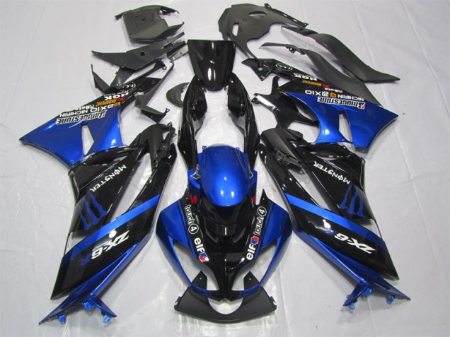 Carenado Moto Kawasaki ZX6R 2009-2012 - Negro Azul Monster Carenado Moto Kawasaki ZX6R 2009-2012 - Negro Azul Monster