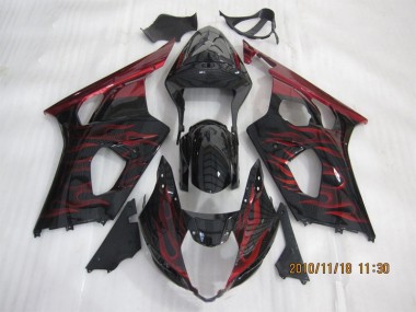 Carenado Moto Suzuki GSXR 1000 K3 2003-2004 - Negro Rojo Llama