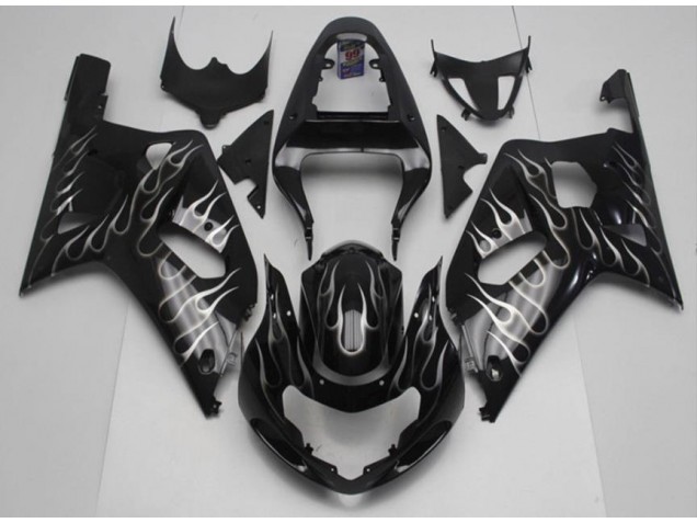 Carenado Moto Suzuki GSXR 600 / 750 K1 K2 K3 2001-2003 - Negro Blanco Llama Carenado Moto Suzuki GSXR 600 / 750 K1 K2 K3 2001-2003 - Negro Blanco Llama