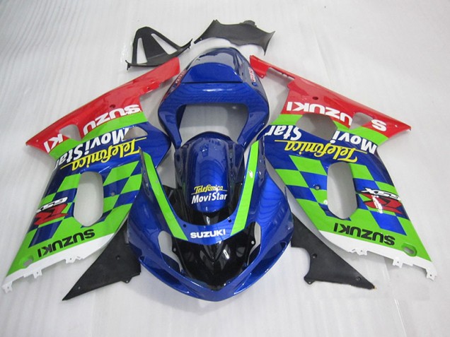 Carenado Moto Suzuki GSXR 600 K1 K2 K3 2001-2003 - Azul Verde Rojo Telefumia Movistar Carenado Moto Suzuki GSXR 600 K1 K2 K3 2001-2003 - Azul Verde Rojo Telefumia Movistar