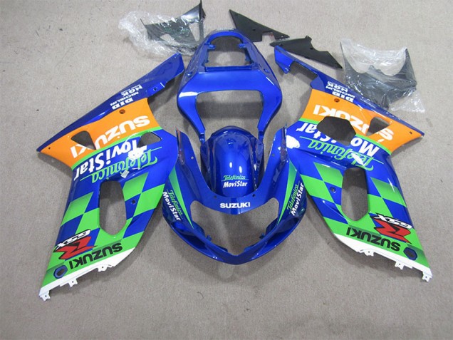 Carenado Moto Suzuki GSXR 600 K1 K2 K3 2001-2003 - Azul Verde Telefumia Movistar Carenado Moto Suzuki GSXR 600 K1 K2 K3 2001-2003 - Azul Verde Telefumia Movistar