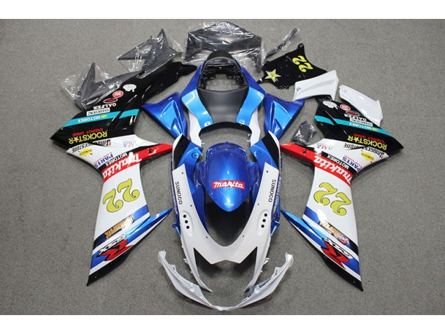 Carenado Moto Suzuki GSXR 600 K11 2011-2021 - Azul Blanco Rojo Rockstar 22 Carenado Moto Suzuki GSXR 600 K11 2011-2021 - Azul Blanco Rojo Rockstar 22