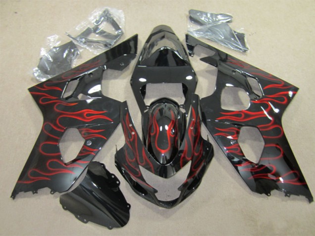 Carenado Moto Suzuki GSXR 600 K4 2004-2005 - Negro Rojo Llama Carenado Moto Suzuki GSXR 600 K4 2004-2005 - Negro Rojo Llama