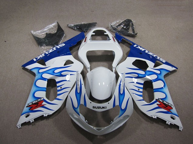 Carenado Moto Suzuki GSXR 750 K1 K2 K3 2001-2003 - Blanco Azul Llama Carenado Moto Suzuki GSXR 750 K1 K2 K3 2001-2003 - Blanco Azul Llama