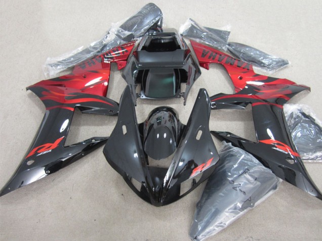 Carenado Moto Yamaha R1 2002-2003 - Negro Rojo Calcomanía