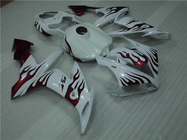 Carenado Moto Yamaha R1 2004-2006 - Blanco Rojo Llama Carenado Moto Yamaha R1 2004-2006 - Blanco Rojo Llama
