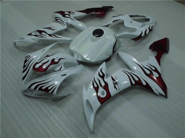 Carenado Moto Yamaha R1 2004-2006 - Blanco Rojo Llama Carenado Moto Yamaha R1 2004-2006 - Blanco Rojo Llama
