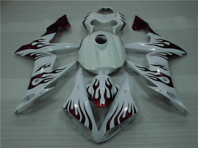 Carenado Moto Yamaha R1 2004-2006 - Blanco Rojo Llama Carenado Moto Yamaha R1 2004-2006 - Blanco Rojo Llama