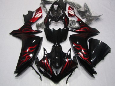 Carenado Moto Yamaha R1 2007-2008 - Negro Rojo Llama