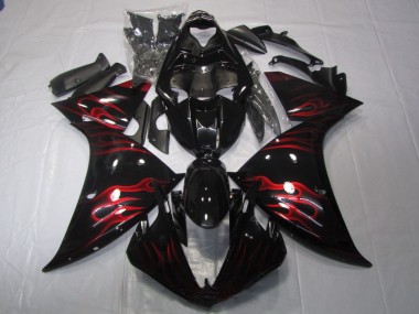 Carenado Moto Yamaha R1 2009-2011 - Negro Rojo Llama