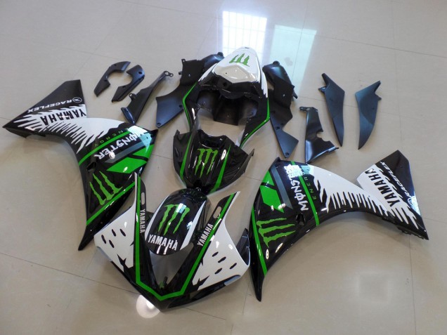 Carenado Moto Yamaha R1 2012-2014 - Blanco Verde Big Monster Carenado Moto Yamaha R1 2012-2014 - Blanco Verde Big Monster