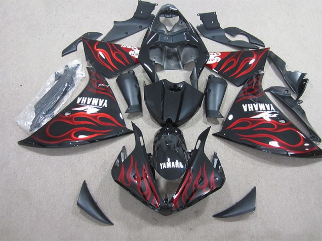 Carenado Moto Yamaha R1 2012-2014 - Negro Rojo Llama Carenado Moto Yamaha R1 2012-2014 - Negro Rojo Llama