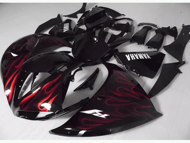 Carenado Moto Yamaha R1 2012-2014 - Rojo Negro Llama