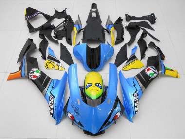 Carenado Moto Yamaha R1 2015-2019 - Azul Amarillo Tiburón