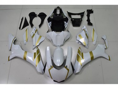 Carenado Moto Yamaha R1 2015-2019 - Blanco con Oro Calcomanía