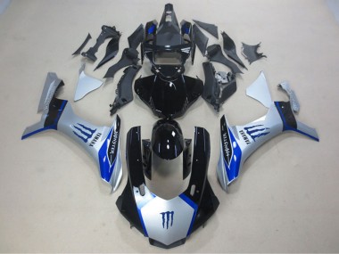 Carenado Moto Yamaha R1 2015-2019 - Plata Negro Azul Monster