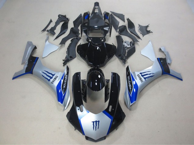 Carenado Moto Yamaha R1 2015-2019 - Plata Negro Azul Monster Carenado Moto Yamaha R1 2015-2019 - Plata Negro Azul Monster