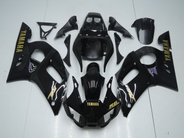 Carenado Moto Yamaha R6 1998-2002 - Brillante Negro Oro Pegatinas