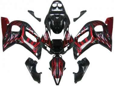 Carenado Moto Yamaha R6 1998-2002 - Negro Rojo Llama