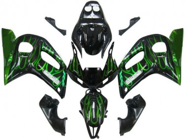Carenado Moto Yamaha R6 1998-2002 - Negro Verde Llama