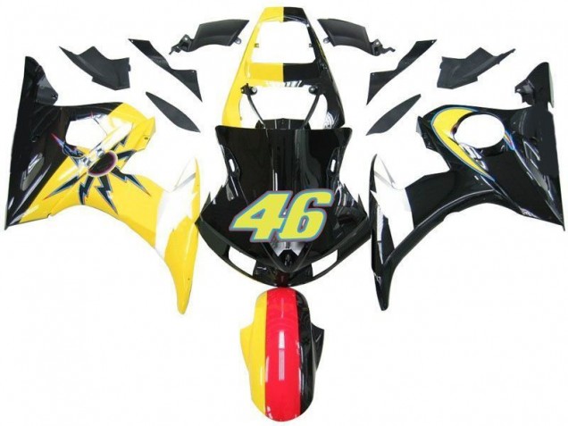 Carenado Moto Yamaha R6 2003-2005 - Negro Amarillo No. 46 Carenado Moto Yamaha R6 2003-2005 - Negro Amarillo No. 46