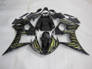 Carenado Moto Yamaha R6 2003-2005 - Negro con Amarillo Llama